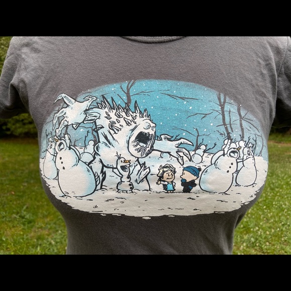 Disney Frozen Olaf Calvin & Hobbes Tee fury tshirt - Picture 2 of 4